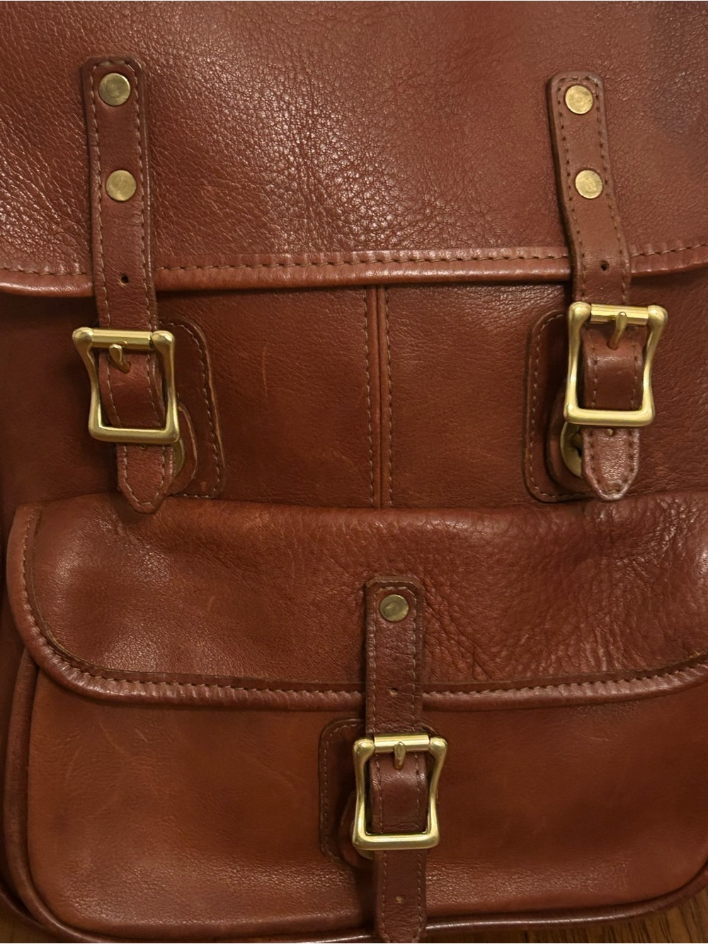JW Hulme Continental Backpack Made In USA Genuine Brown Leather. Like New - Picture 2 of 13